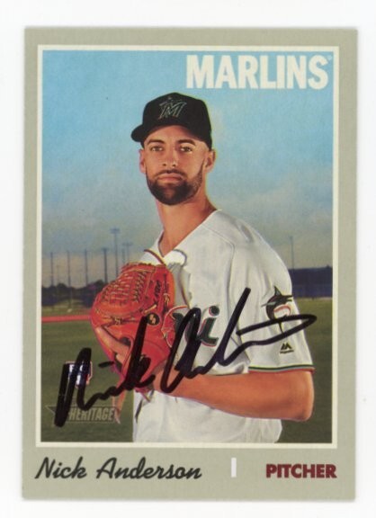 SIGNED BASEBALL CARD AUTO TOPPS 2019 HERITAGE NICK ANDERSON MIAMI MARLINS #692