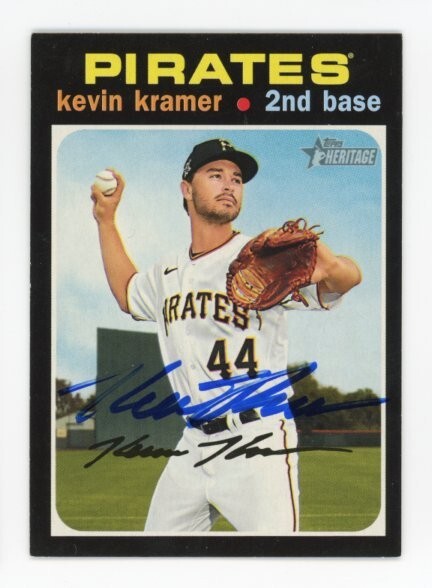 SIGNED BASEBALL CARD AUTO TOPPS 2020 HERITAGE KEVIN KRAMER 670 PITTSBURGH PIRATE