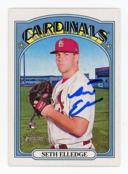 SIGNED BASEBALL CARD AUTO TOPPS 2021 HERITAGE SETH ELLEDGE CARDINALS #549 RC