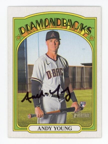 SIGNED BASEBALL CARD AUTO TOPPS 2021 HERITAGE ANDY YOUNG ARIZONA DBACKS #590 RC