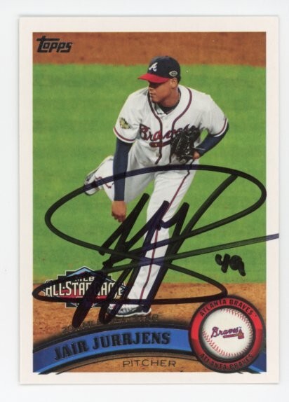 SIGNED BASEBALL CARD AUTO 2011 TOPPS JAIR JURRJENS ATLANTA BRAVES #US109