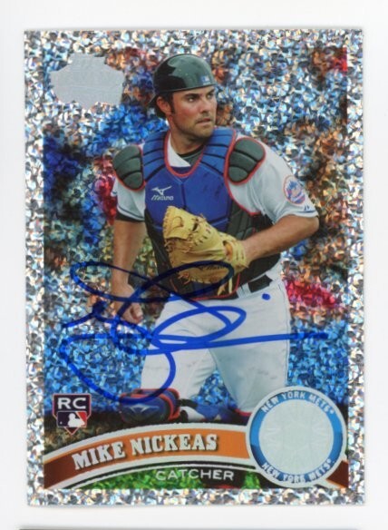 SIGNED BASEBALL CARD AUTO 2011 TOPPS DIAMOND MIKE NICKEAS NEW YORK METS #523 RC