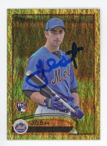 SIGNED BASEBALL CARD AUTO 2012 TOPPS SPARKLE JOSH SATIN NEW YORK METS 335 JEWISH