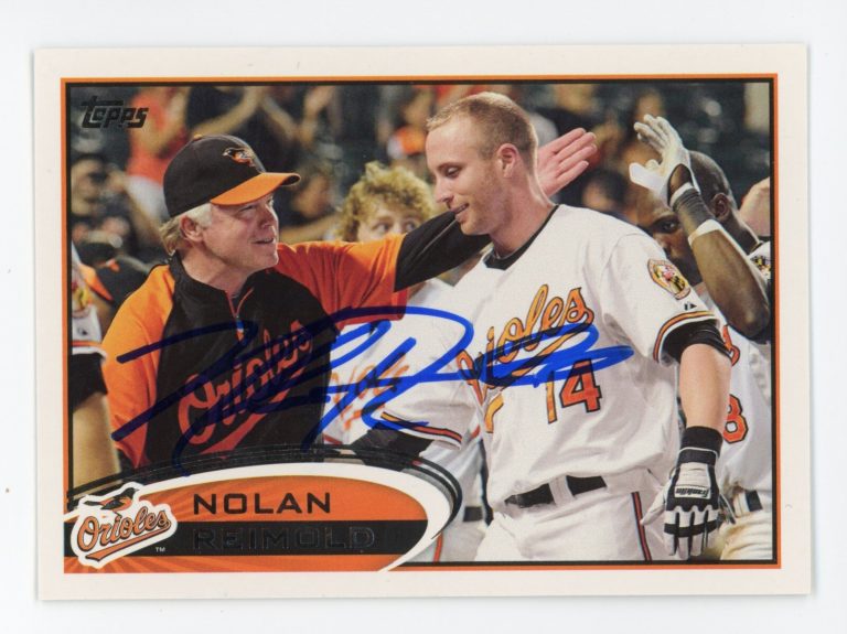 SIGNED BASEBALL CARD AUTO TOPPS 2012 NOLAN REIMOLD BALTIMORE ORIOLES #176