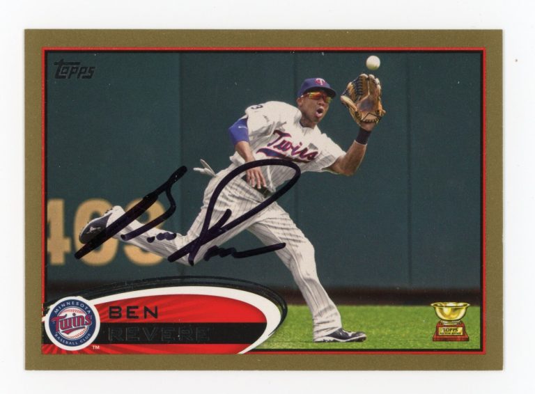 SIGNED BASEBALL CARD AUTO TOPPS 2012 BEN REVERE MINNESOTA TWINS GOLD #292
