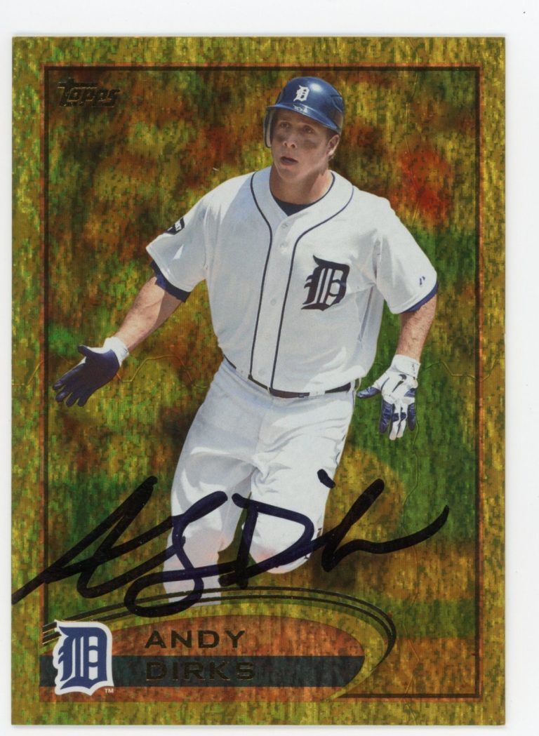 SIGNED BASEBALL CARD AUTO TOPPS 2012 ANDY DIRKS DETROIT TIGERS SPARKLE #644