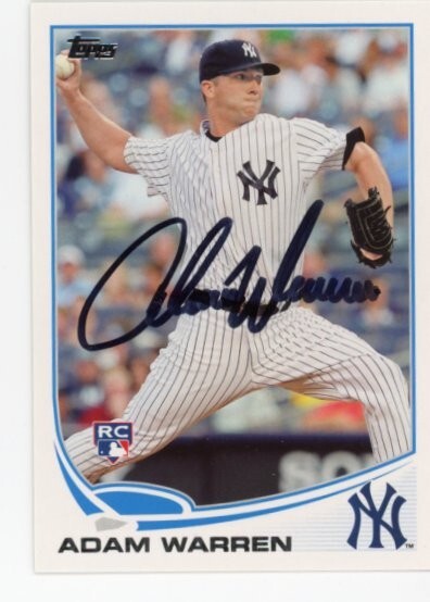 SIGNED BASEBALL CARD AUTO TOPPS 2013 NEW YORK YANKEES ADAM WARREN #469 RC ROOKIE