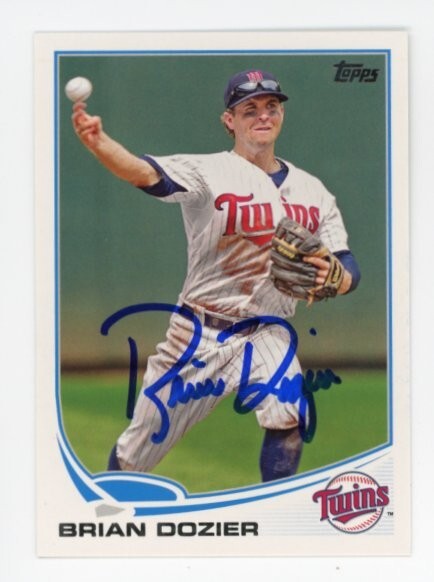 SIGNED BASEBALL CARD AUTO TOPPS 2013 MINNESOTA TWINS BRIAN DOZIER #596