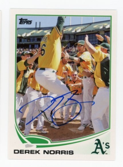 SIGNED BASEBALL CARD AUTO TOPPS 2013 OAKLAND A's ATHLETICS DEREK NORRIS #334