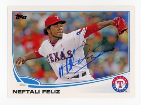 SIGNED BASEBALL CARD AUTO TOPPS 2013 TEXAS RANGERS NEFTALI FELIZ #30 PITCHER