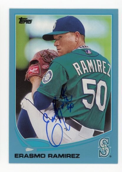 SIGNED BASEBALL CARD AUTO TOPPS 2013 SEATTLE MARINERS ERASMO RAMIREZ #US158 VAR.