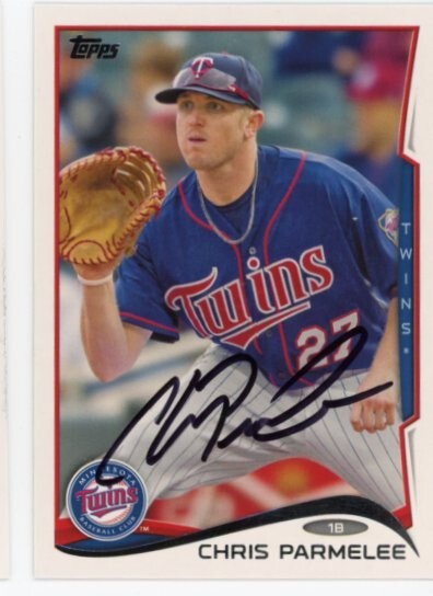 SIGNED BASEBALL CARD AUTO TOPPS 2014 MINNESOTA TWINS CHRIS PARMELEE #518