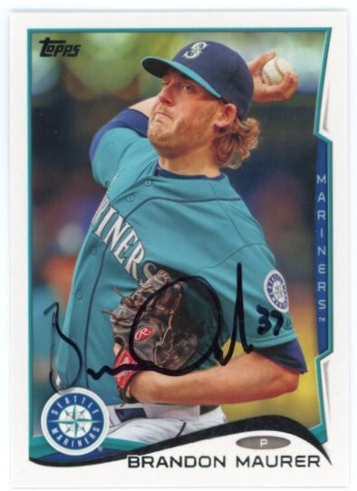 SIGNED BASEBALL CARD AUTO TOPPS 2014 SEATTLE MARINERS BRANDON MAURER #US84