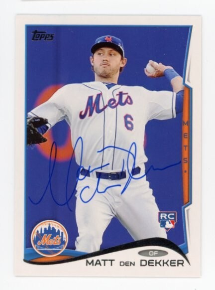 SIGNED BASEBALL CARD AUTO TOPPS 2014 NEW YORK METS MATT DEN DEKKER #510 RC