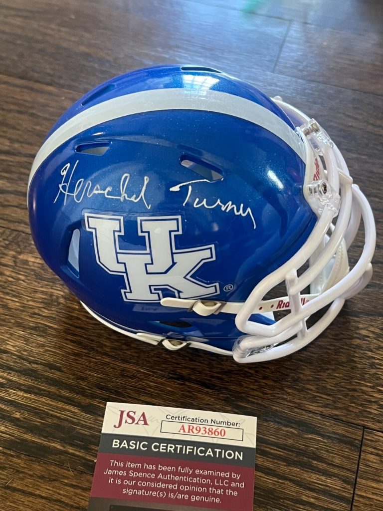 HERSCHEL TURNER SIGNED FOOTBALL MINI HELMET AUTO KENTUCKY ALL AMERICAN JSA COA