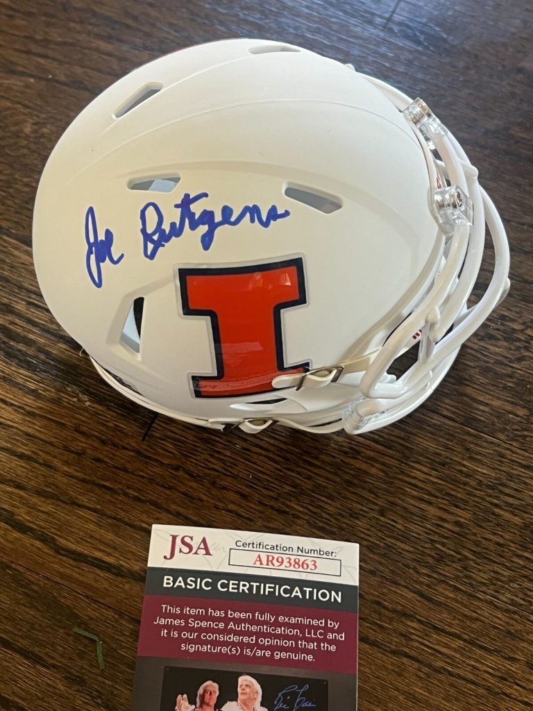 JOE RUTGENS SIGNED FOOTBALL MINI HELMET AUTO ALL AMERICAN ILLINOIS JSA COA