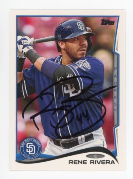 SIGNED BASEBALL CARD AUTO TOPPS 2014 SAN DIEGO PADRES RENE RIVERA #US261 CATCHER
