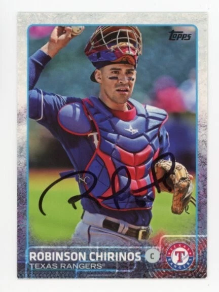 SIGNED BASEBALL CARD AUTO TOPPS 2015 TEXAS RANGERS ROBINSON CHIRINOS #359