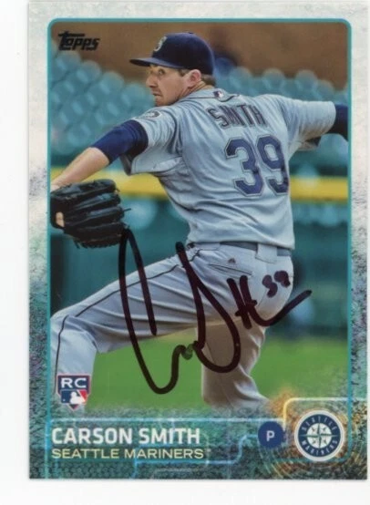 SIGNED BASEBALL CARD AUTO TOPPS 2015 SEATTLE MARINERS CARSON SMITH #US371 RC