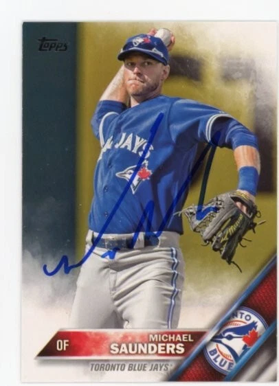 SIGNED BASEBALL CARD AUTO TOPPS 2016 TORONTO BLUE JAYS MICHAEL SAUNDERS #630