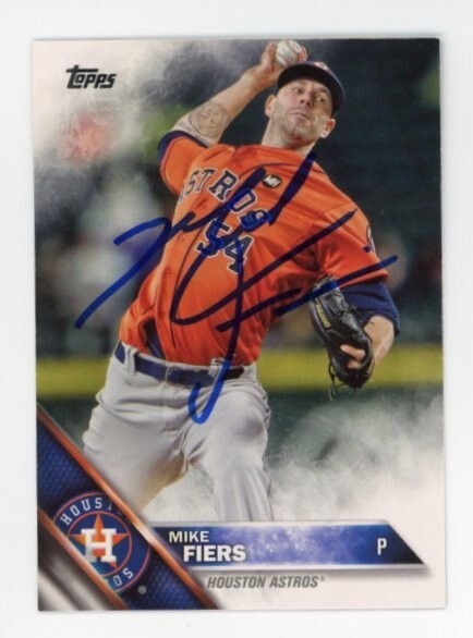 SIGNED BASEBALL CARD AUTO TOPPS 2016 HOUSTON ASTROS MIKE FIERS #627