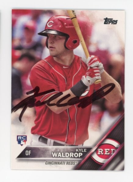 SIGNED BASEBALL CARD AUTO TOPPS 2016 CINCINNATI REDS KYLE WALDROP #685 RC ROOKIE