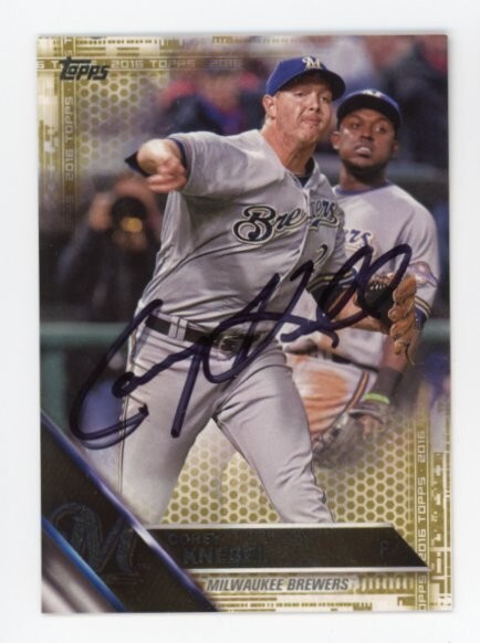 SIGNED BASEBALL CARD AUTO TOPPS 2016 MILWAUKEE BREWERS COREY KNEBEL #517 /2016
