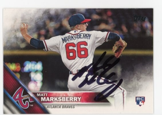 SIGNED BASEBALL CARD AUTO TOPPS 2016 ATLANTA BRAVES MATT MARKSBERRY #532 RC