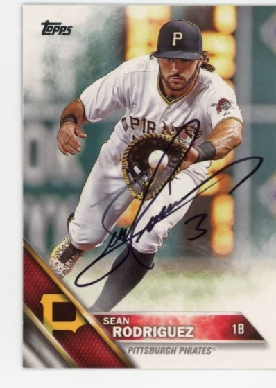 SIGNED BASEBALL CARD AUTO TOPPS 2016 PITTSBURGH PIRATES SEAN RODRIGUEZ #558