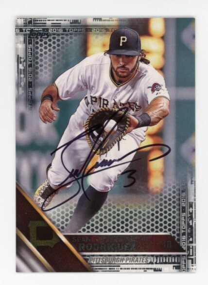 SIGNED BASEBALL CARD AUTO TOPPS 2016 PITTSBURGH PIRATES SEAN RODRIGUEZ #558 /65