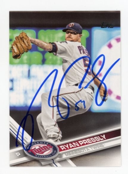 SIGNED BASEBALL CARD AUTO TOPPS 2017 MINNESOTA TWINS RYAN PRESSLY #568