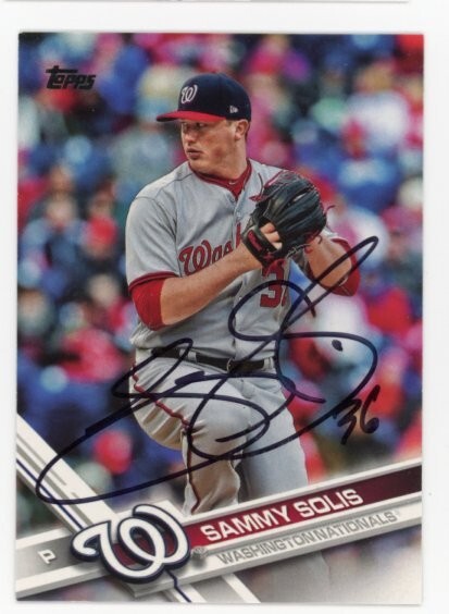 SIGNED BASEBALL CARD AUTO TOPPS 2017 WASHINGTON NATIONALS SAMMY SOLIS #US210