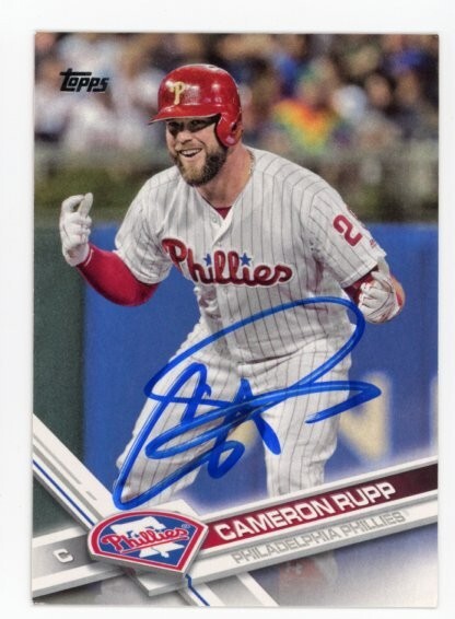SIGNED BASEBALL CARD AUTO TOPPS 2017 PHILADELPHIA PHILLIES CAMERON RUPP #352