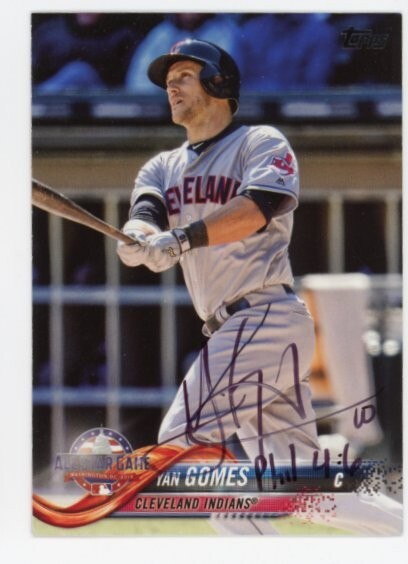 SIGNED BASEBALL CARD AUTO TOPPS 2018 CLEVELAND INDIANS YAN GOMES #US278