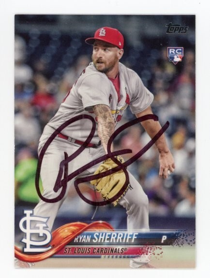 SIGNED BASEBALL CARD AUTO TOPPS 2018 ST LOUIS CARDINALS RYAN SHERRIFF #698 RC