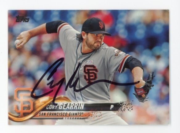 SIGNED BASEBALL CARD AUTO TOPPS 2018 SAN FRANCISCO GIANTS CORY GEARRIN #613
