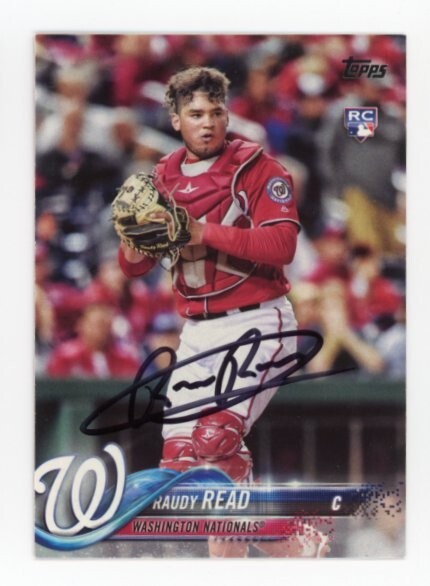 SIGNED BASEBALL CARD AUTO TOPPS 2018 WASHINGTON NATIONALS RAUDY READ #136 RC