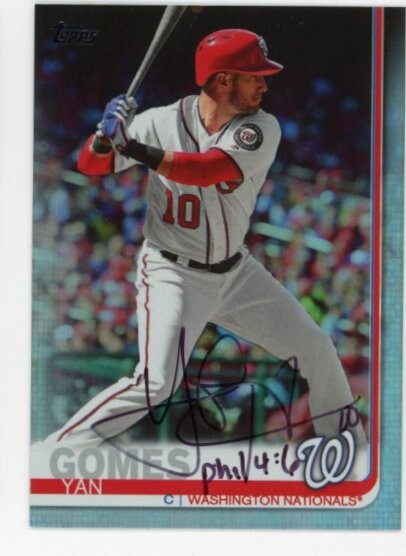 SIGNED BASEBALL CARD AUTO TOPPS 2019 WASHINGTON NATIONALS YAN GOMES #US280 SHINY