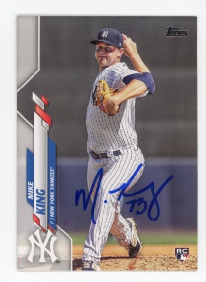 SIGNED BASEBALL CARD AUTO TOPPS 2020 NEW YORK YANKEES MIKE KING #U293 RC ROOKIE