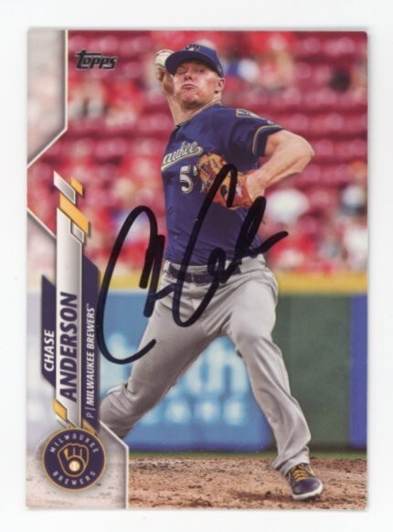 SIGNED BASEBALL CARD AUTO TOPPS 2020 CHASE ANDERSON #62 MILWAUKEE BREWERS