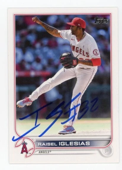 SIGNED BASEBALL CARD AUTO TOPPS 2022 RAISEL IGLESIAS LOS ANGELES ANGELS #173