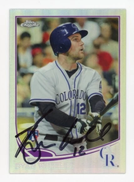 SIGNED BASEBALL CARD AUTO TOPPS CHROME 2013 REFRACTOR RYAN WHEELER #71 ROCKIES