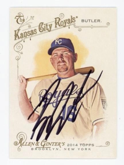 SIGNED BASEBALL CARD AUTO TOPPS ALLEN GINTER A&G 2014 BILLY BUTLER #348 ROYALS