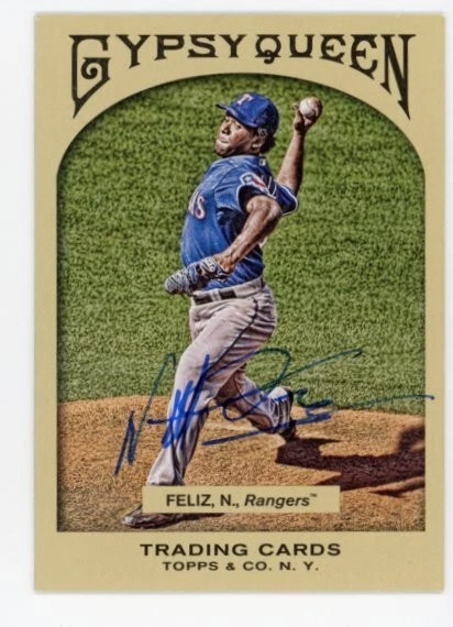 SIGNED BASEBALL CARD AUTO TOPPS GYPSY QUEEN 2011 NEFTALI FELIZ RANGERS #204