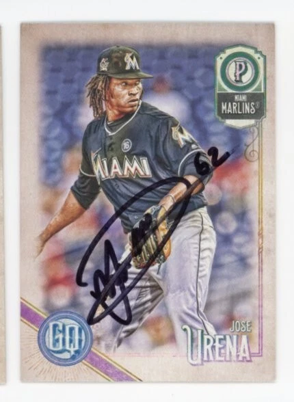 SIGNED BASEBALL CARD AUTO TOPPS GYPSY QUEEN 2018 JOSE URENA #138 MARLINS MIAMI