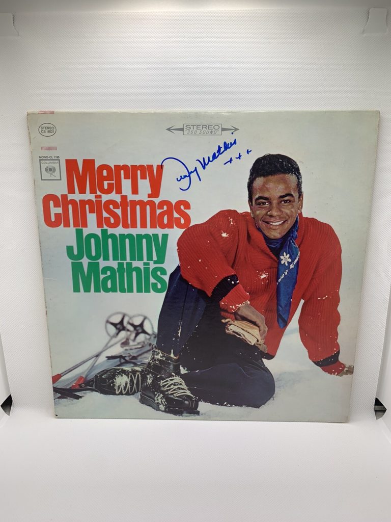 Johnny Mathis Signed Vinyl Merry Christmas JSA COA Album Record
