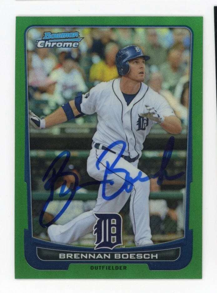 SIGNED BASEBALL CARD AUTO BOWMAN CHROME 2012 BRENNAN BOESCH REFRACTOR TIGERS 212