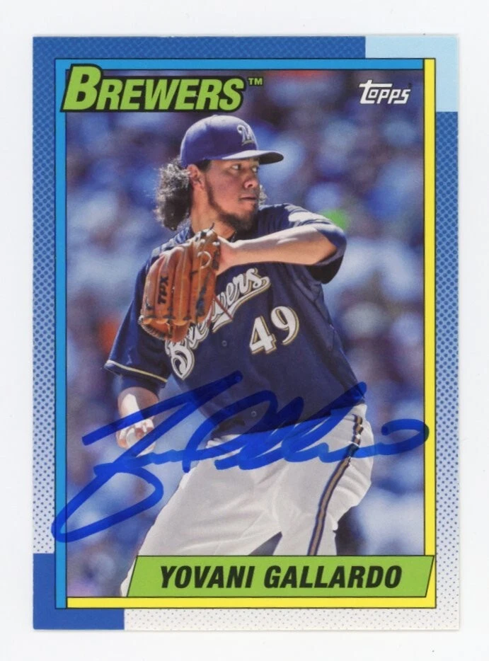 SIGNED BASEBALL CARD AUTO 2013 TOPPS ARCHIVES YOVANI GALLARDO #154 BREWERS
