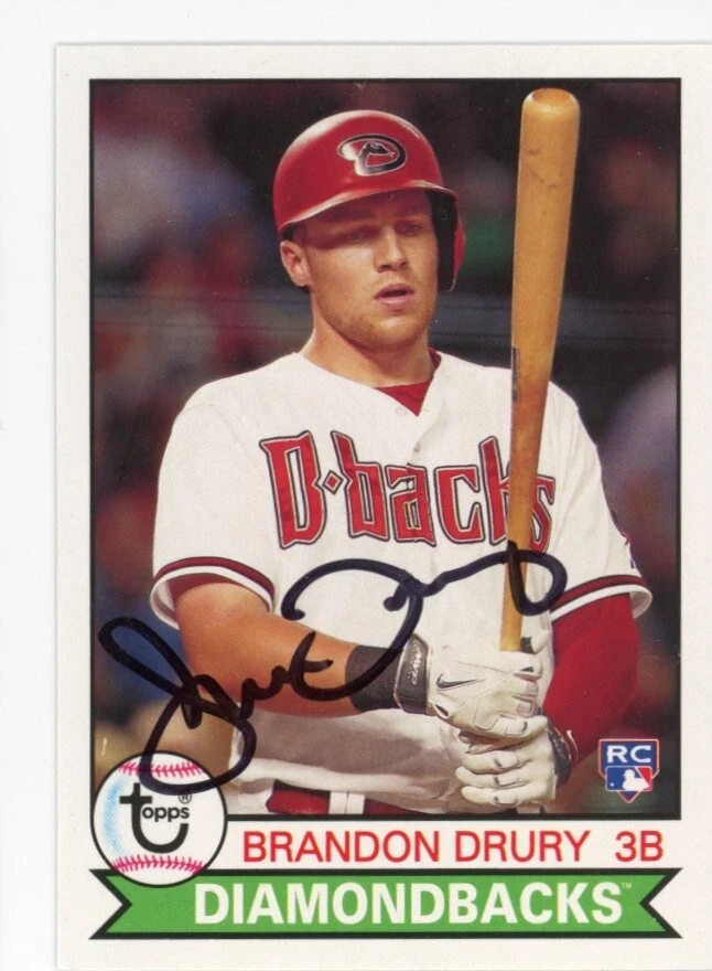 SIGNED BASEBALL CARD AUTO 2016 TOPPS ARCHIVES BRANDON DRURY DIAMONDBACKS #179 RC