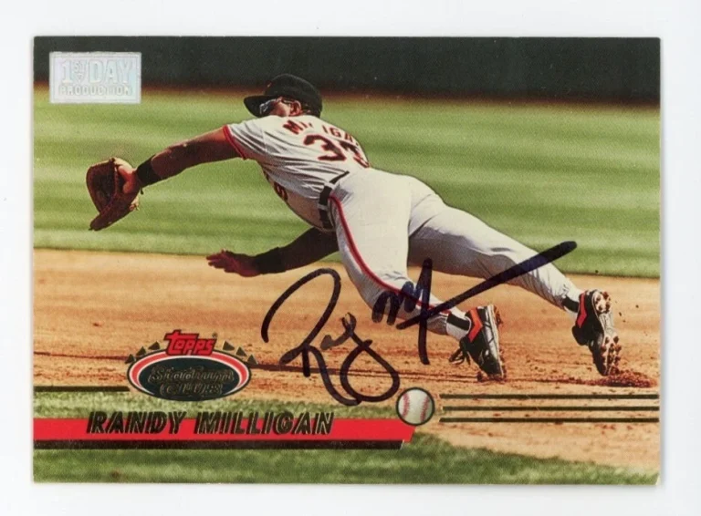 SIGNED BASEBALL CARD AUTO 1993 TOPPS STADIUM CLUB RANDY MILLIGAN SIGNED 1ST DAY